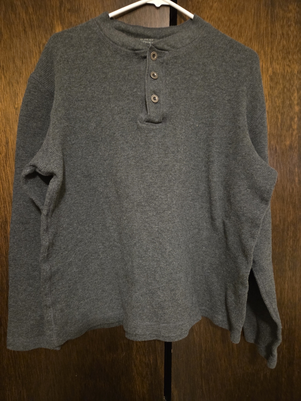 Great Northwest Clothing Company Dark Gray Henley Crewneck Sweater